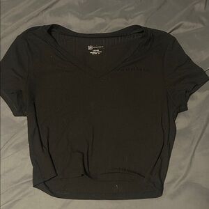 NOBO Black Ribbed V-Neck Crop Top